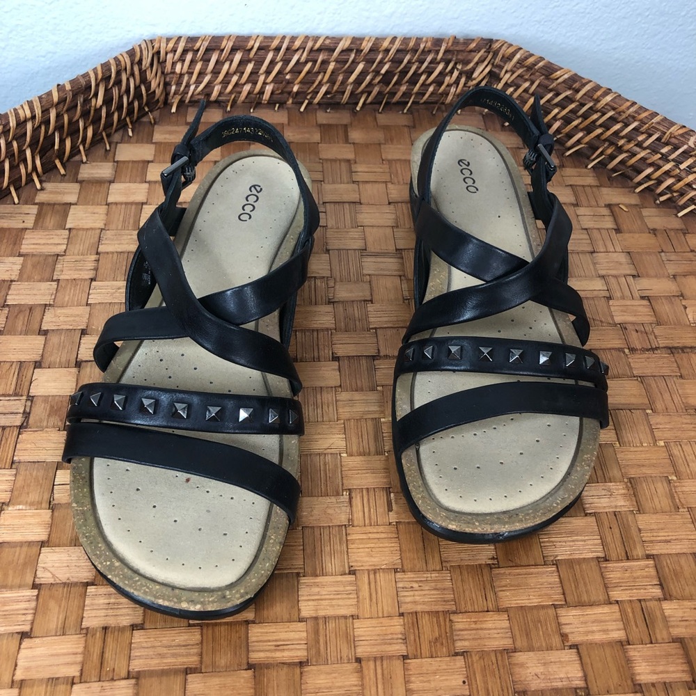 Ecco Dagmar leather sandals studded strappy neutral casual summer minimalist